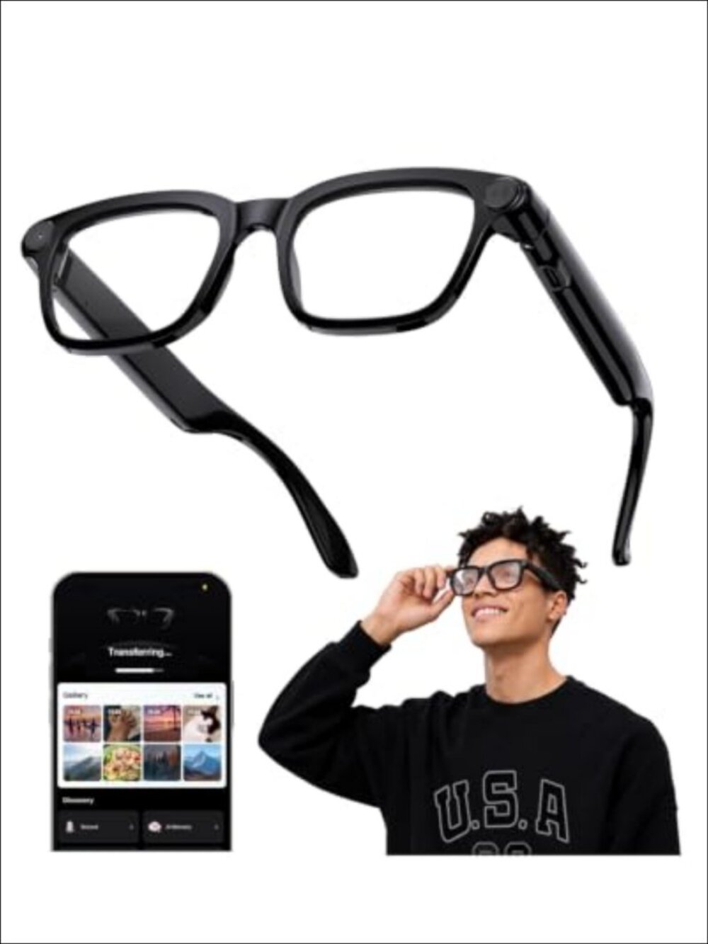 SURPAO AI Smart Glasses 4K POV Camera Open-Ear Bluetooth Translation